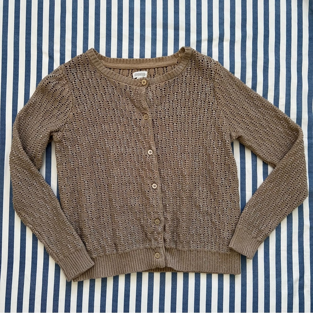 Gymboree Kids Tan Knit Button Down Cardigan Size Large 10/12